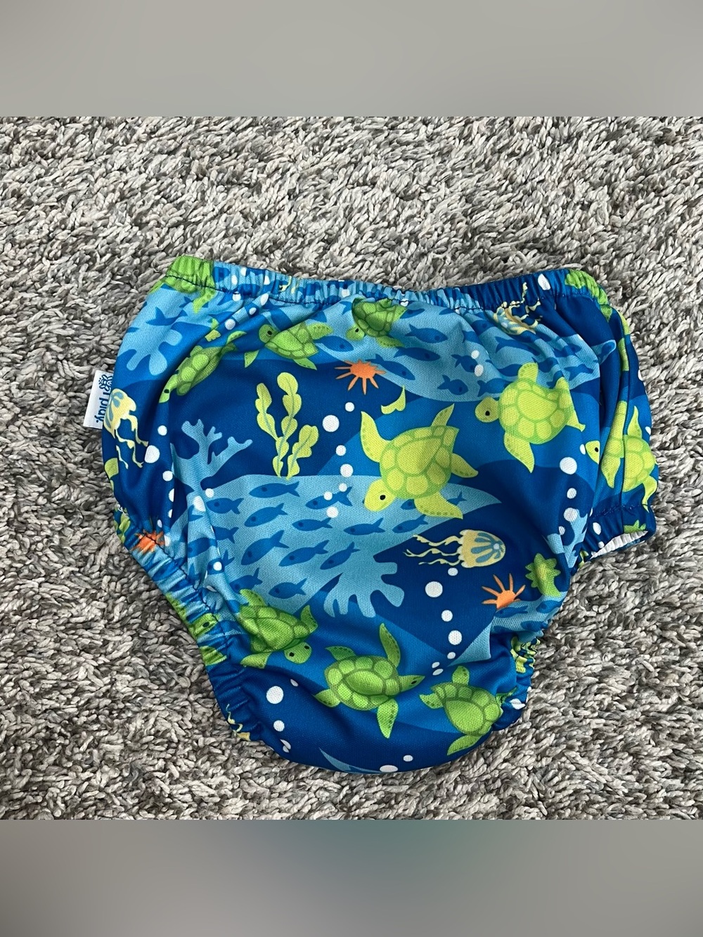 i play. Blue Swim Diaper Cover with Green Turtle Print